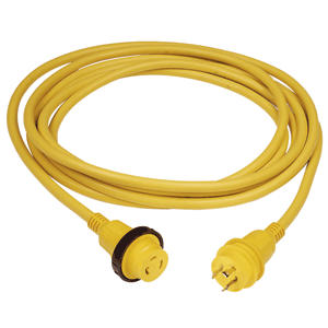 Marinco 30A PowerCord PLUS Cordset with Power-On LED, Yellow 50ft 199119