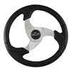 Ongaro Folletto 14.2" Black Poly Steering Wheel with Polished Spokes & Black Cap, Fits 3/4" Tapered Shaft Helm