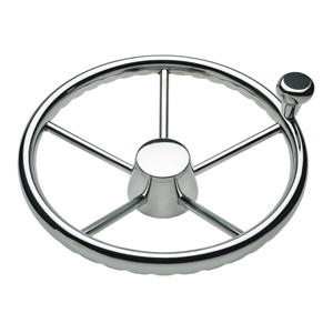 Ongaro 170 13.5" Stainless 5-Spoke Destroyer Wheel with Stainless Cap & FingerGrip Rim, Fits 3/4" Tapered Shaft Helm