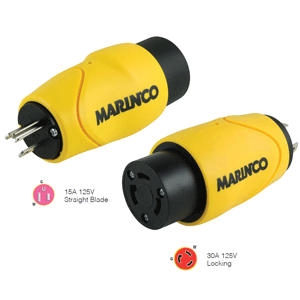 Marinco Straight Adapter 15Amp Straight Male to 30Amp Locking Female Connector S15-30