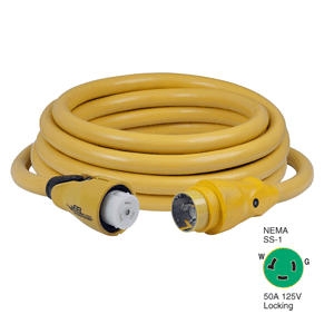 Marinco CS503-25 EEL 50A 125V Shore Power Cordset, 25', Yellow CS503-25