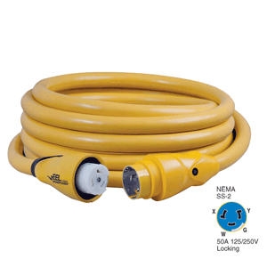 Marinco CS504-25 EEL 50A 125V/250V Shore Power Cordset, 25', Yellow CS504-25