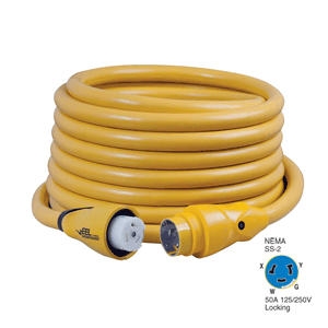 Marinco CS504-50 EEL 50A 125V/250V Shore Power Cordset, 50', Yellow CS504-50