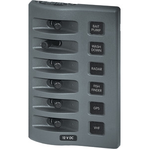 Blue Sea 4307 WeatherDeck 12V DC Waterproof Switch Panel, 6 Position