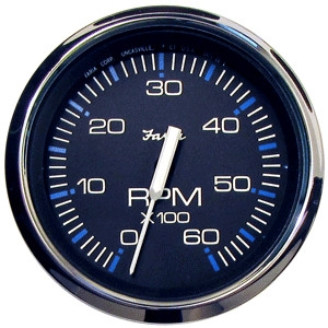 Faria Chesapeake Black Stainless Steel 4" Tachometer, 6,000 RPM (Gas, Inboard & I/O) 33710