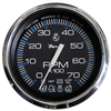 Faria Chesapeake Black Stainless Steel 4" Tachometer with Systemcheck Indicator, 7,000 RPM (Gas, Johnson/Evinrude Outboard) 33750