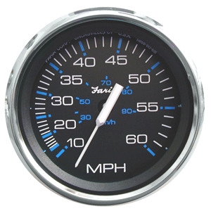 Faria Chesapeake Black Stainless Steel 4" Speedometer, 60MPH (Mechanical) 33704