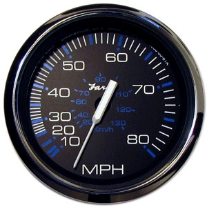 Faria Chesapeake Black Stainless Steel 4" Speedometer, 80MPH (Mechanical) 33705