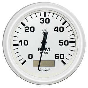 Faria Dress White 4" Tachometer Hour meter 6000 Rpm 33132