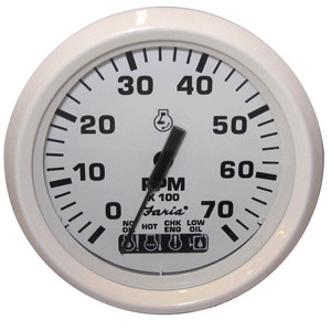 Faria Dress White 4" Tachometer with Systemcheck Gas 33150
