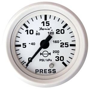 Faria Dress White 2" Water Pressure Gauge Kit, 30 PSI 13108