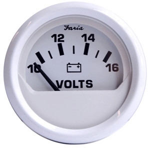 Faria Dress White 2" Voltmeter (10-16 VDC) 13120