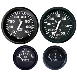 Faria Euro Black Boxed Set, Outboard Motors (Speed, Tach, Fuel, Volt) KT9796 