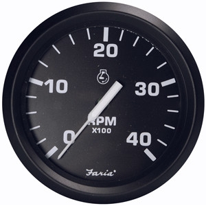 Faria Euro Black 4" Tachometer, 4,000 RPM (Diesel, Magnetic Pick-Up) 32803