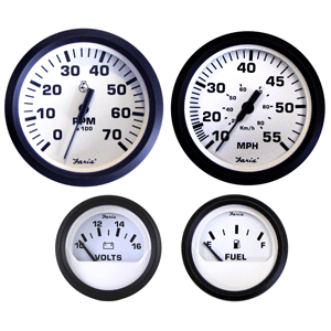 Faria Euro White Boxed Set, Outboard Motors (Speed, Tach, Fuel, Volt) KT9795 