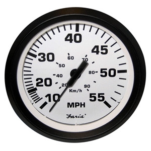 Faria Euro White 4" Speedometer, 55MPH (Mechanical) 32909
