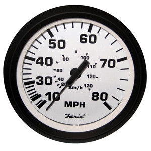 Faria 4" Speedometer, 80MPH (Mechanical), Euro White 32910