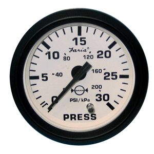 Faria Euro White 2" Water Pressure Gauge Kit, 30 PSI 12903