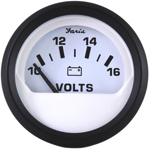 Faria Euro White 2" Voltmeter (10-16 VDC) 12911