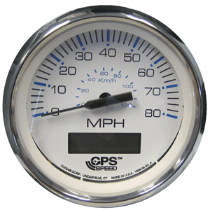Faria Chesapeake White Stainless Steel 4" Speedometer - 80MPH (GPS)