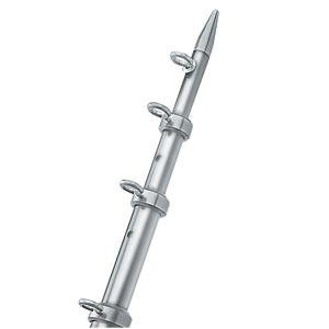 TACO 8' Center Rigger Pole, Silver with Silver Rings & Tip, 1-1/8" Butt End Dia