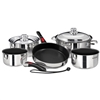 Magma Nesting 10-Piece Induction Compatible Cookware, Stainless Steel Exterior & Slate Black Ceramica Non-Stick Interior