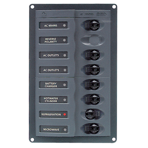 BEP AC Circuit Breaker Panel without Meters, RV 6Way AC Panel with Double Pole Mains