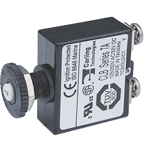 Blue Sea Push Button Reset Only Screw Terminal Circuit Breaker, 25 Amps