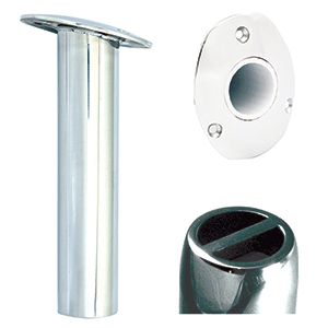Tigress Oval Head Stainless Steel Gunnel Mount Rod Holder - 15 deg - 9"