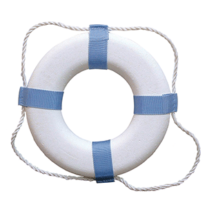 Taylor Made Decorative Ring Buoy, 24", White/Blue, Not USCG Approved