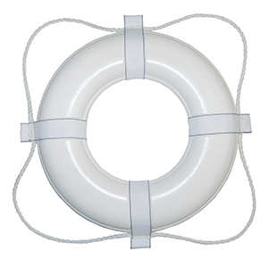 Taylor Made Foam Ring Buoy, 24", White with White Rope