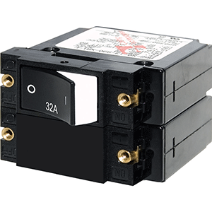 Blue Sea 7575 A-Series Raised Rocker Circuit Breaker, Double Pole, 32A