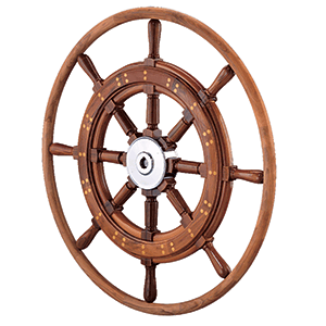 Edson 30" Teak Yacht Wheel with Teak Rim & Chrome Hub