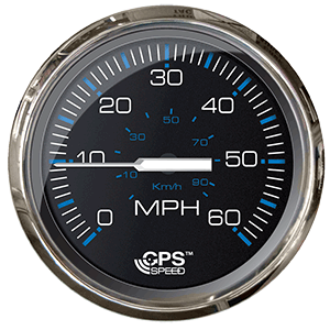 Faria Chesepeake Black Stainless Steel 4" Studded Speedometer - 60MPH (GPS), 33749