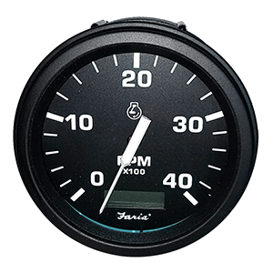 Faria Tachometer Heavy-Duty Tachometer with Hourmeter (4000 RPM) (Diesel) (Mech Takeoff & Var Ratio Alt) - Black 43001