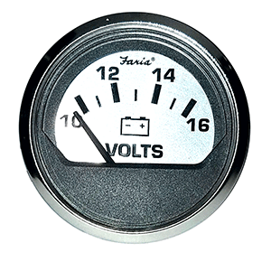 Faria Spun Silver 2" Voltmeter (10-16 VDC) 16023