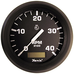 Faria Euro 4" Tachometer with Hourmeter (4000 RPM) (Diesel) (Mech Takeoff & Var Ratio Alt) 32834