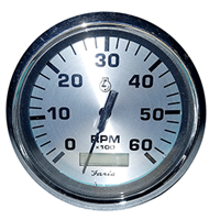 Faria 4" Spun Silver Tachometer with Hourmeter 6000 RPM - Gas - Inboard 36032