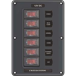Blue Sea 4322 Circuit Breaker Switch Panel 6 Position - Gray 4322