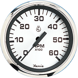Faria 4" Tachometer (6000 RPM) Gas (Inboard & I/O) - Spun Silver 76395