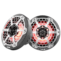 DS18 HYDRO 6.5" 2-Way Marine Speakers with RGB LED Lights 375W - Black Carbon Fiber