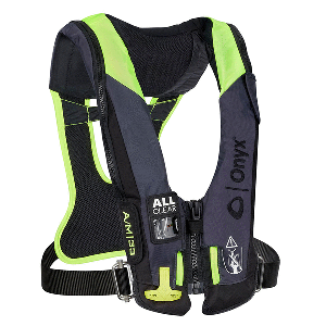 Onyx Impulse A/M 33 All Clear with Harness Auto/Manual Inflatable Life Jacket - Grey