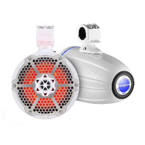 DS18 Hydro 6.5" Neodymium Wakeboard Speakers with 1" Driver and RGB LED Lights - 450W - White
