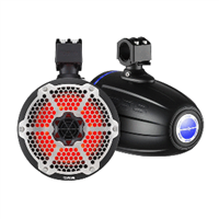 DS18 8" Neodymium Marine Towers with Built-in Passive Radiator, 1" Driver & RGB LED Light - Black