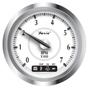 Faria Newport SS 4" Tachometer with System Check Indicator for Suzuki Gas Outboard - 0 to 7000 RPM