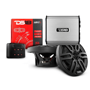 DS18 Golf Cart Package with 6.5" Black Speaker, Amplifier, Amp Kit & Bluetooth Remote