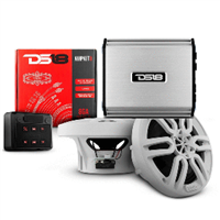 DS18 Golf Cart Package with 4" White Speakers, Amplifier, Amp Kit & Bluetooth Remote