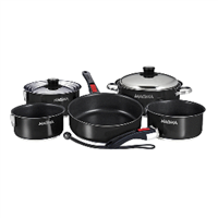 Magma Nestable 10 Piece Induction Non-Stick Enamel Finish Cookware Set - Jet Black