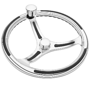 Schmitt Marine Primus Model 740 - 13.5" Wheel With Knob & Finger Grip - 3/4" Tapered Shaft With Faux Nut - 1/2" & 3/4" Adapters