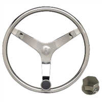 Uflex - V46 - 13.5" Stainless Steel Steering Wheel with Speed Knob & Chrome Nut